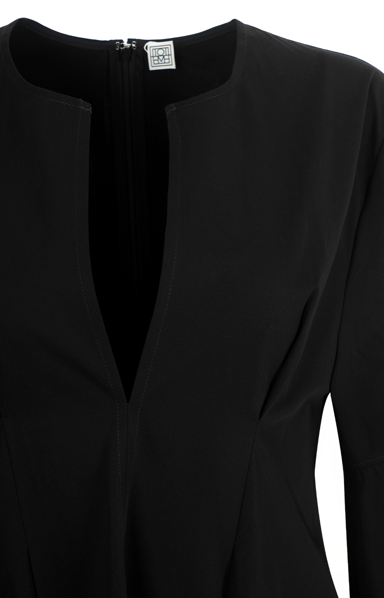 Balloon Sleeve Cotton Dress Black