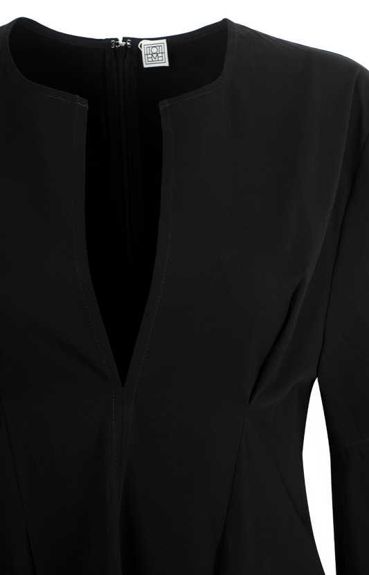 Balloon Sleeve Cotton Dress Black