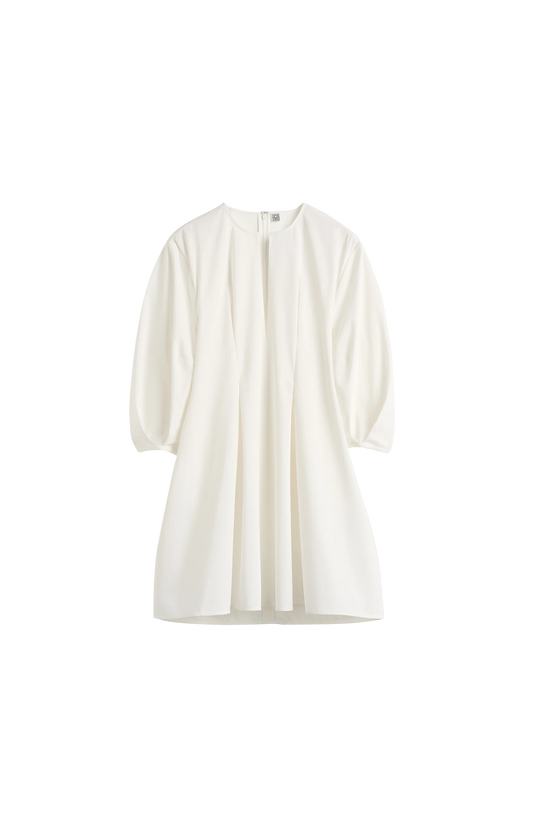 Balloon Sleeve Cotton Dress White