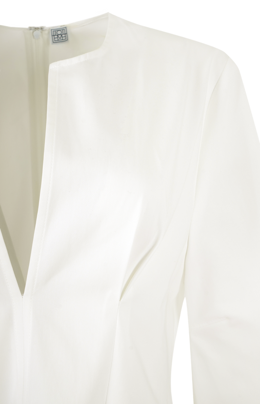 Balloon Sleeve Cotton Dress White
