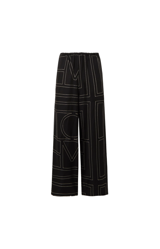 Monogram Silk PJ Bottoms Black