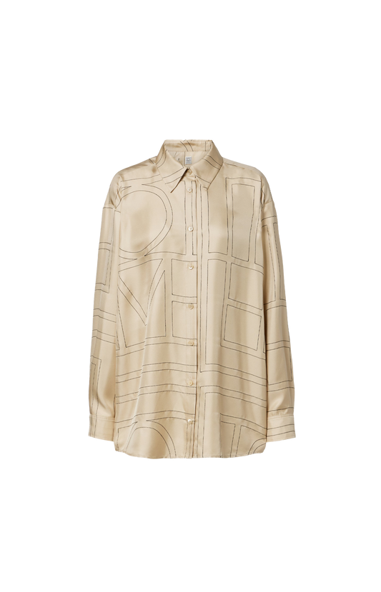 Monogram Silk PJ Top Ivory