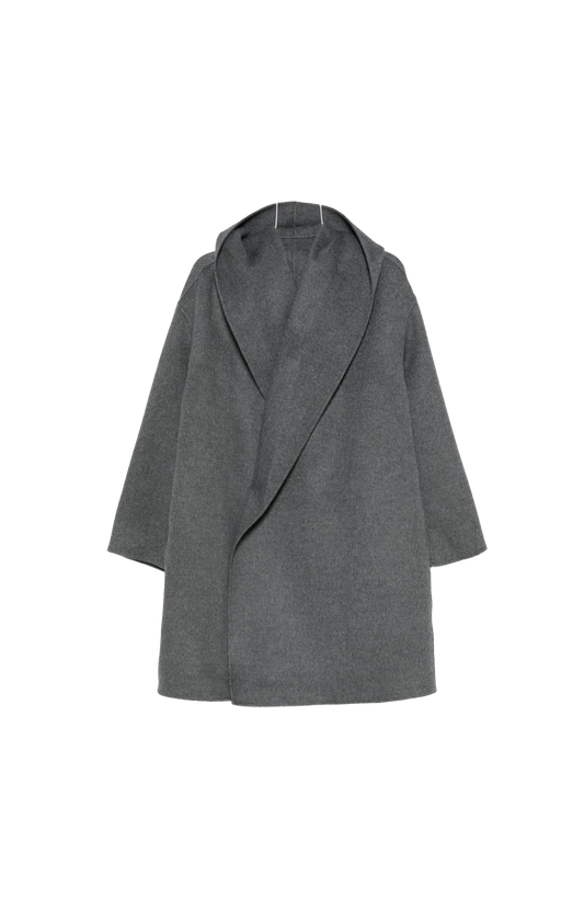 Wool Hooded Coat in Grey