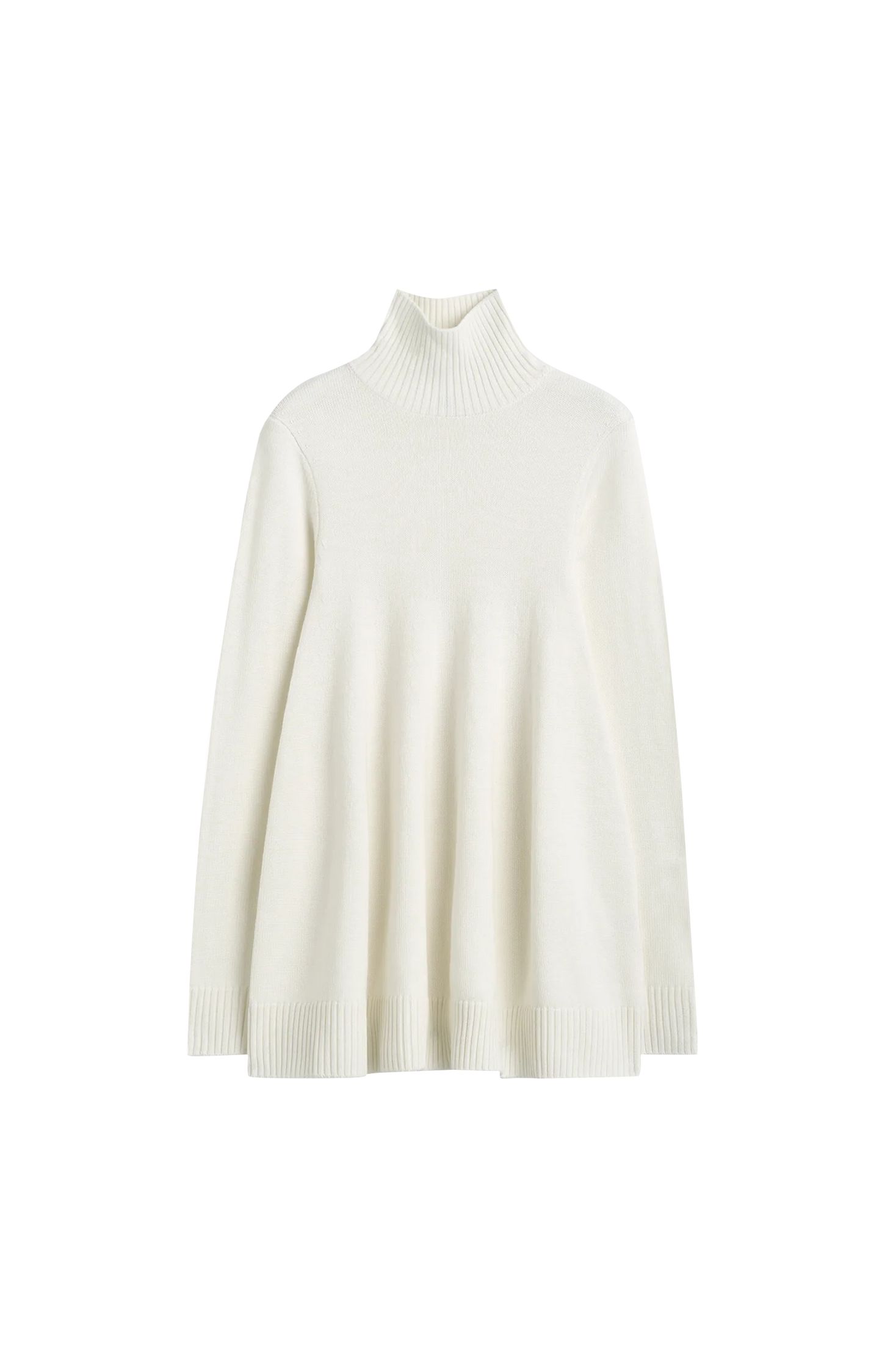Wool Turtleneck Top in White