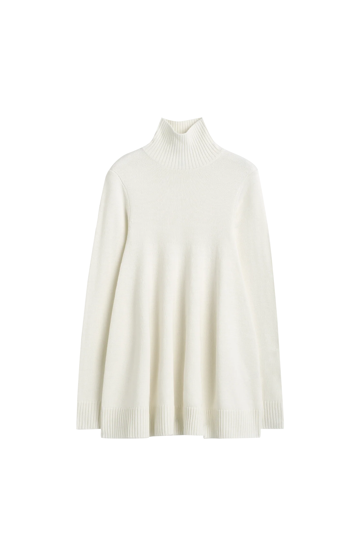 Toteme Wool Turtleneck Top in White — front view