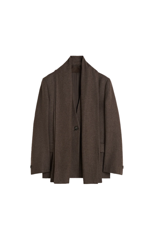 Scarf Lapel Blazer in Taupe Melange