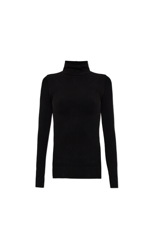 Toteme Fitted Turtleneck Top in Black — front view