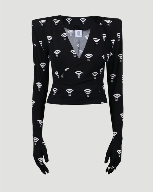 5 G JERSEY TOP IN BLACK
