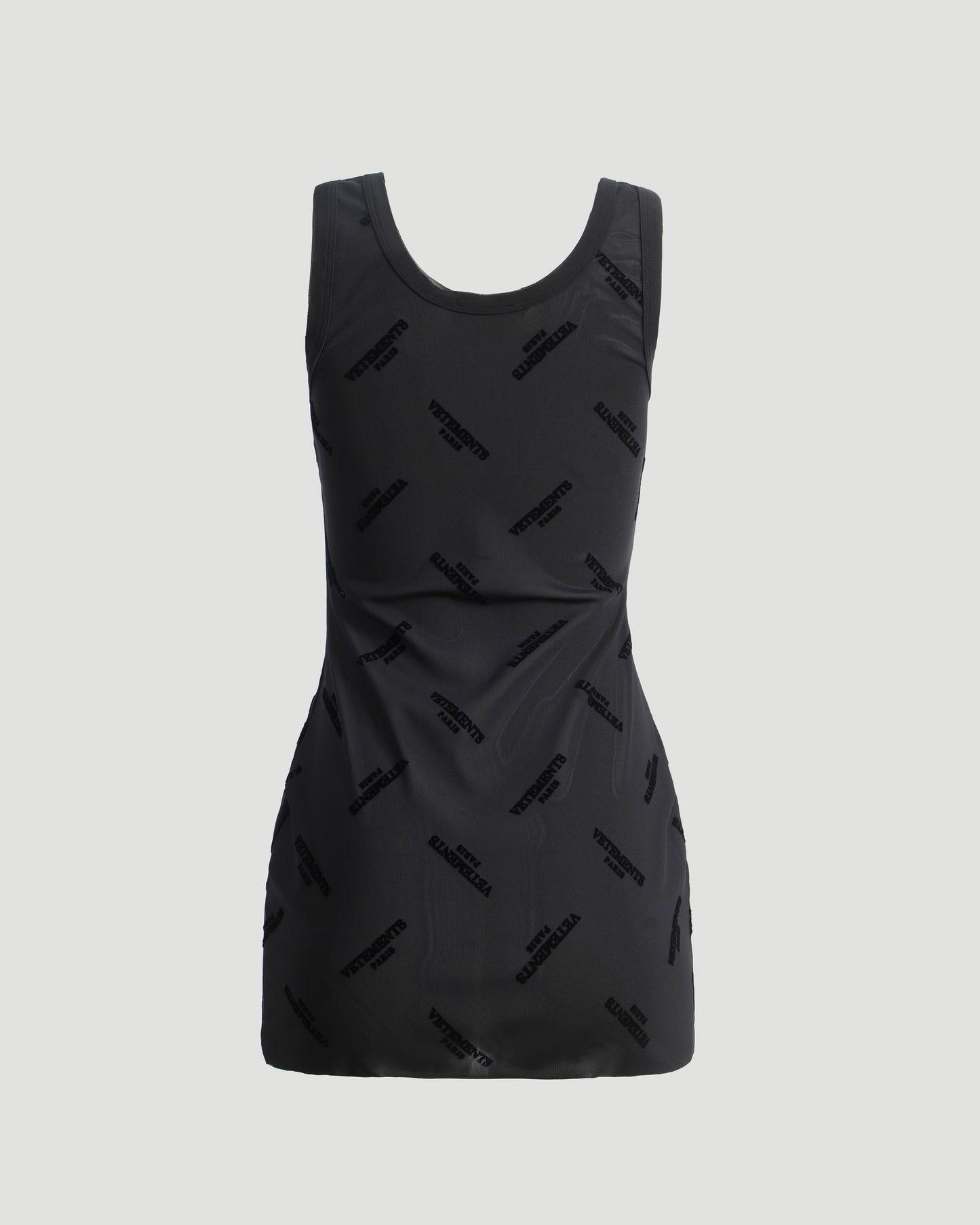 Sheer Black Dress With All-Over Logo