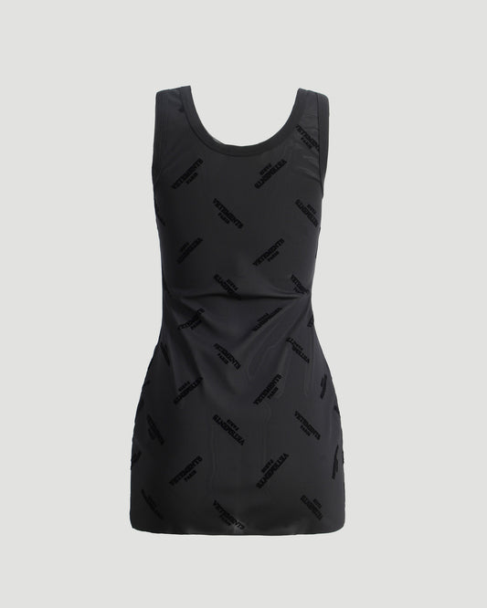 Sheer Black Dress With All-Over Logo