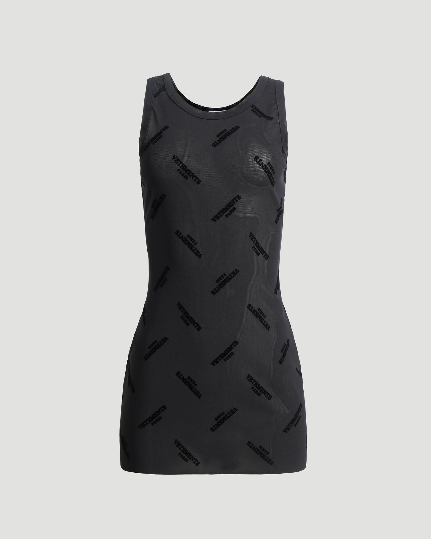 Sheer Black Dress With All-Over Logo