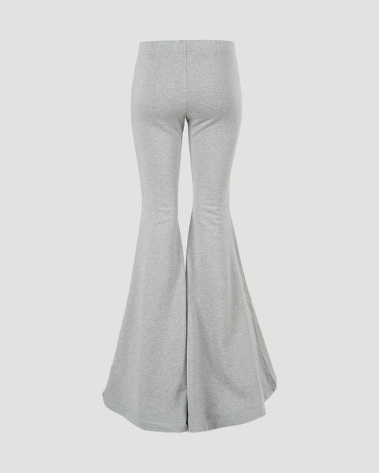 COTTON FLARED PANTS IN LIGHT GREY