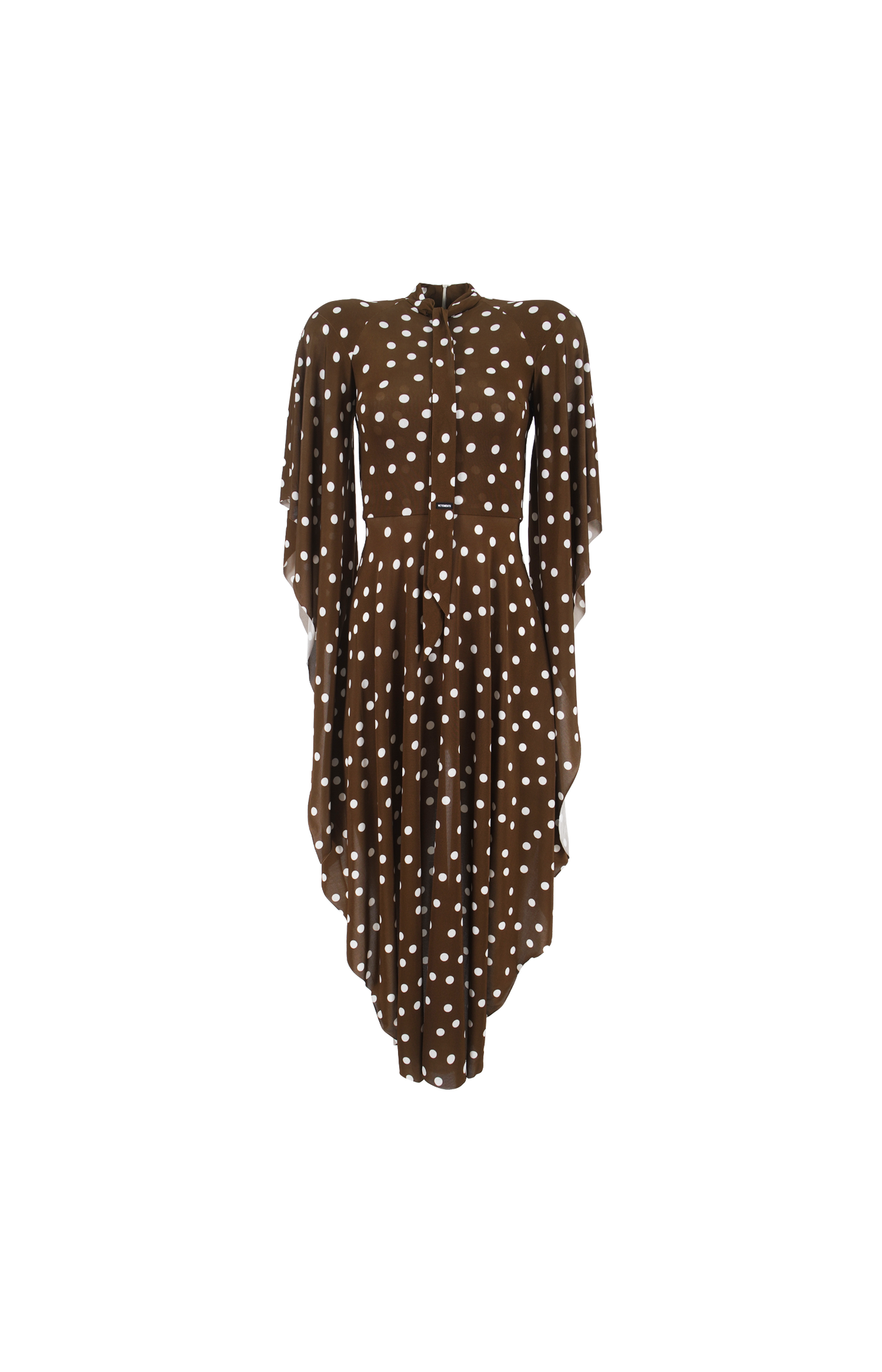 Polka-Dot Draped Midi Dress