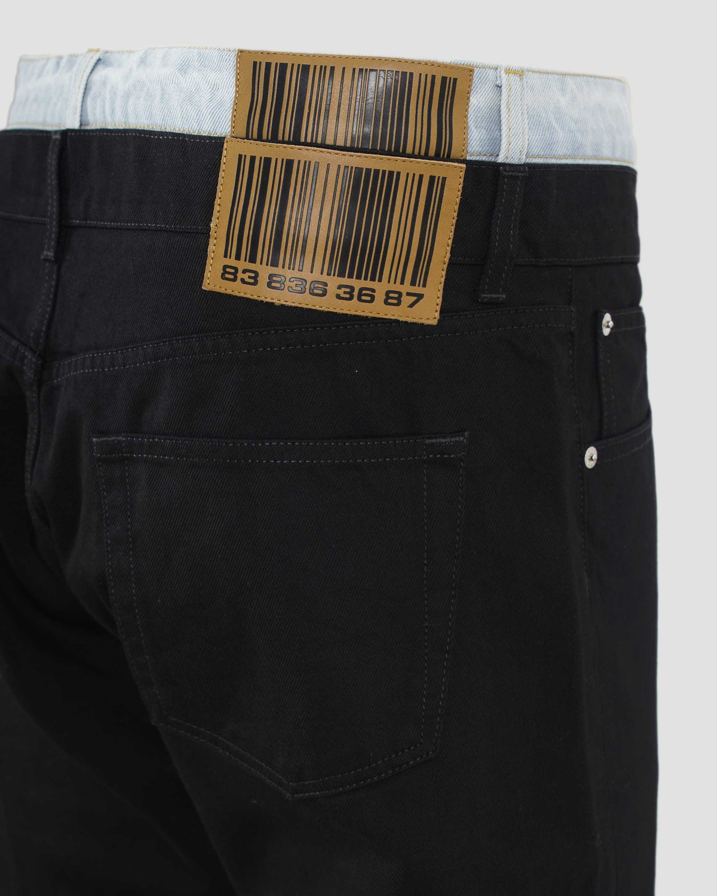 LAYERED JEANS IN BLUE AND GREY