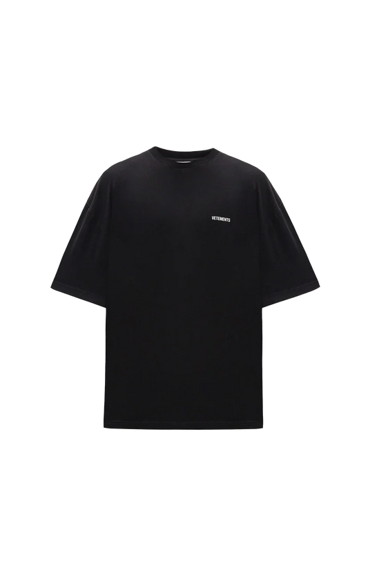 Vetements Oversized T-Shirt with Contrast Logo Print in Black — front view