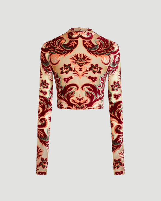 TULLE AND JACQUARD VELVET TOP