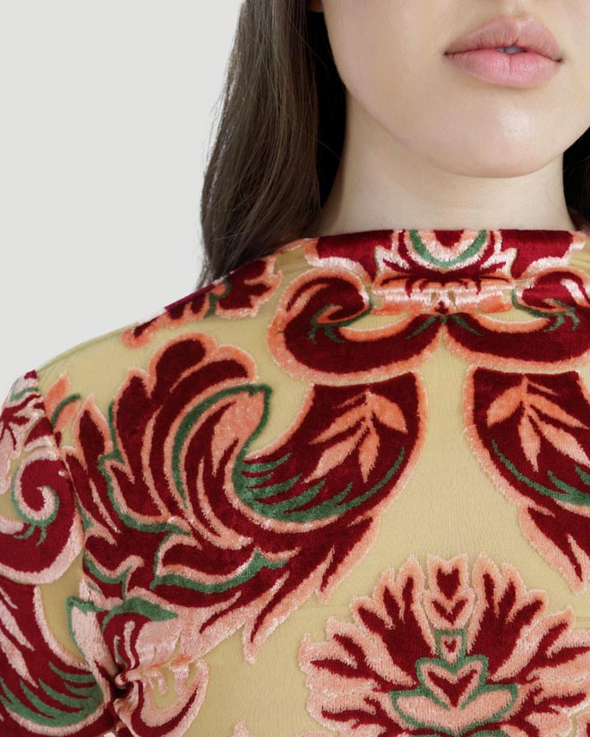 TULLE AND JACQUARD VELVET TOP