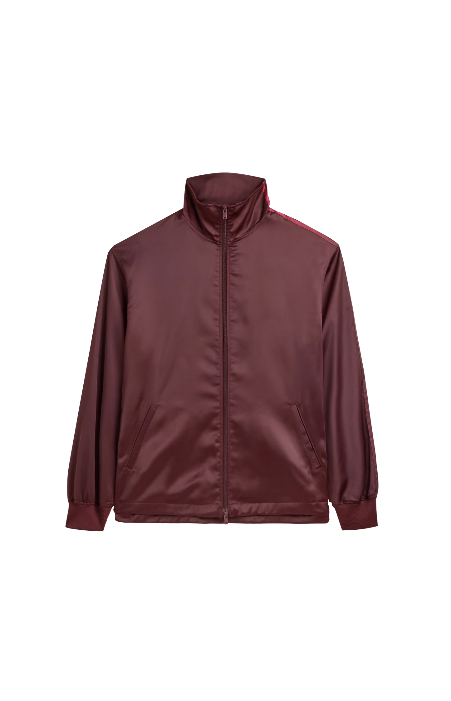 Y-3 Satin Gradient 3-Stripes Track Top in Burgundy — front view