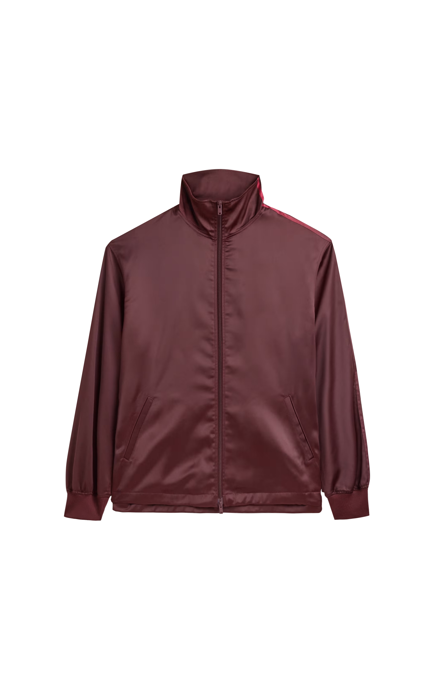 Y-3 Satin Gradient 3-Stripes Track Top in Burgundy — front view