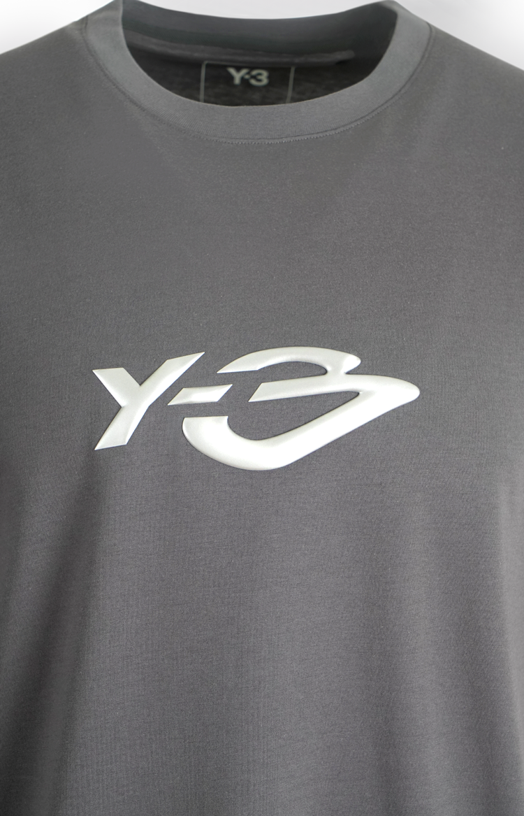 Y-3 Grey Liquid Logo Short Sleeve T-Shirt