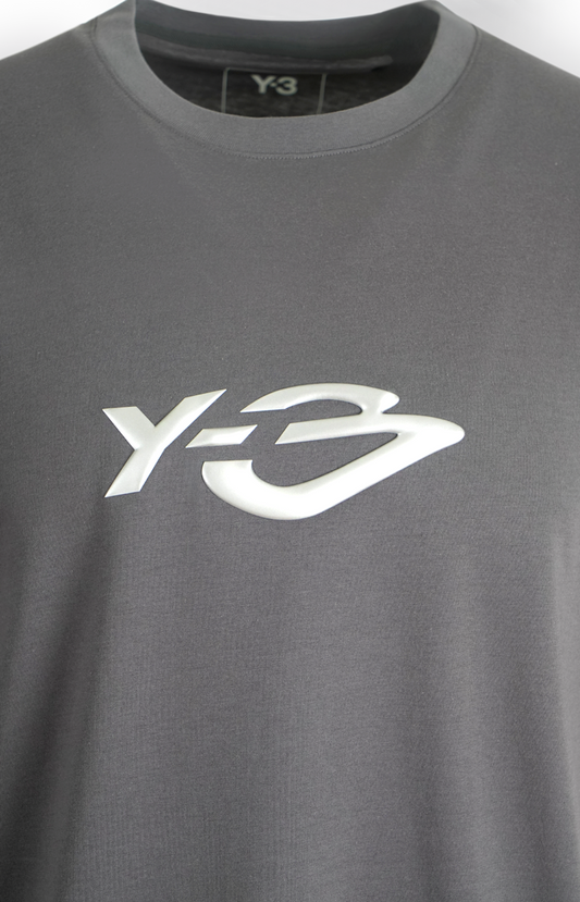 Y-3 Grey Liquid Logo Short Sleeve T-Shirt