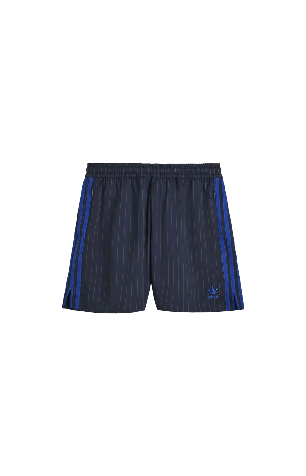 Adidas Originals x Wales Bonner Pinstriped Shorts in Blue — front view
