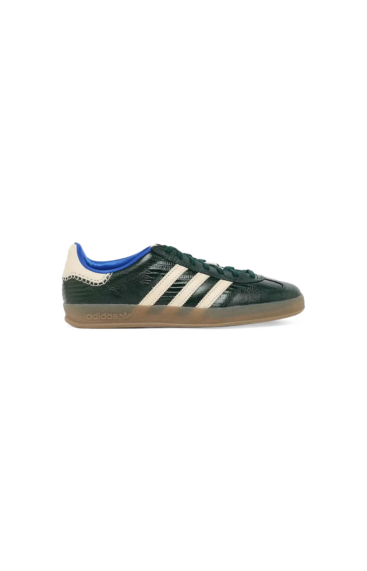 Adidas Originals x Wales Bonner Gazelle Suede Croc in Green Night — front view
