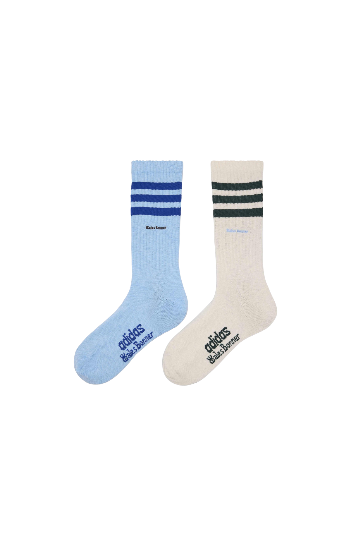 Adidas Originals x Wales Bonner Socks in Chalk White & Clear Sky — front view