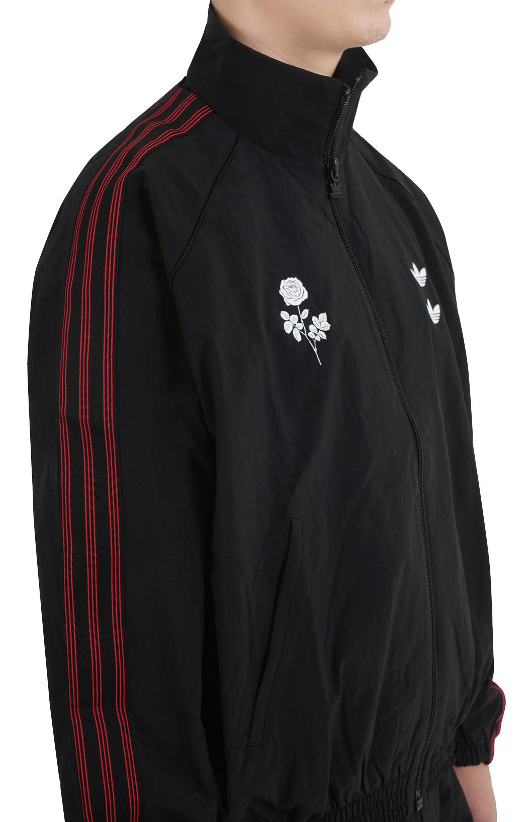 Cutline Knitted Track Top in Black