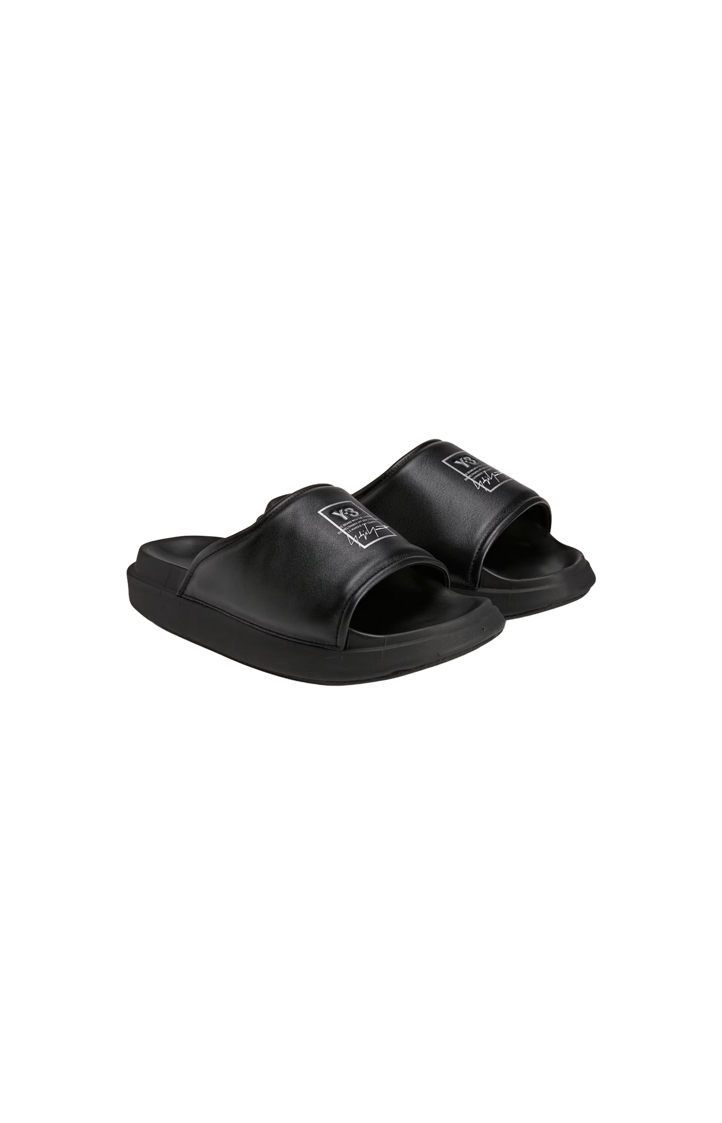 Black leather slides