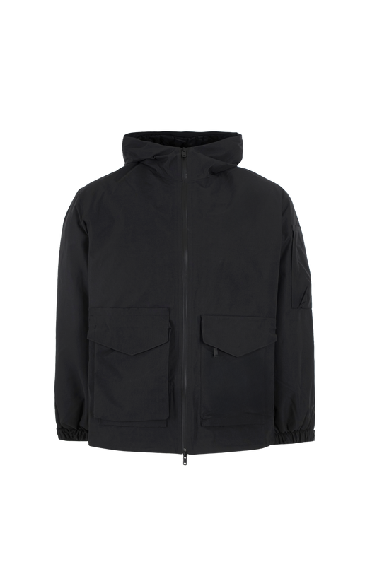 Y-3 GTX Padded Hooded Jacket in Black — front view