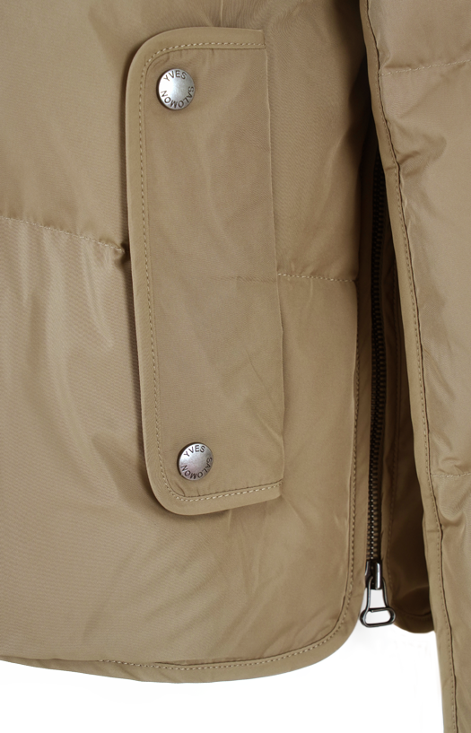 Yves Salomon Iconic "A" Line Down Jacket with Mink Fur Hooded Bib in Beige — product photo 2