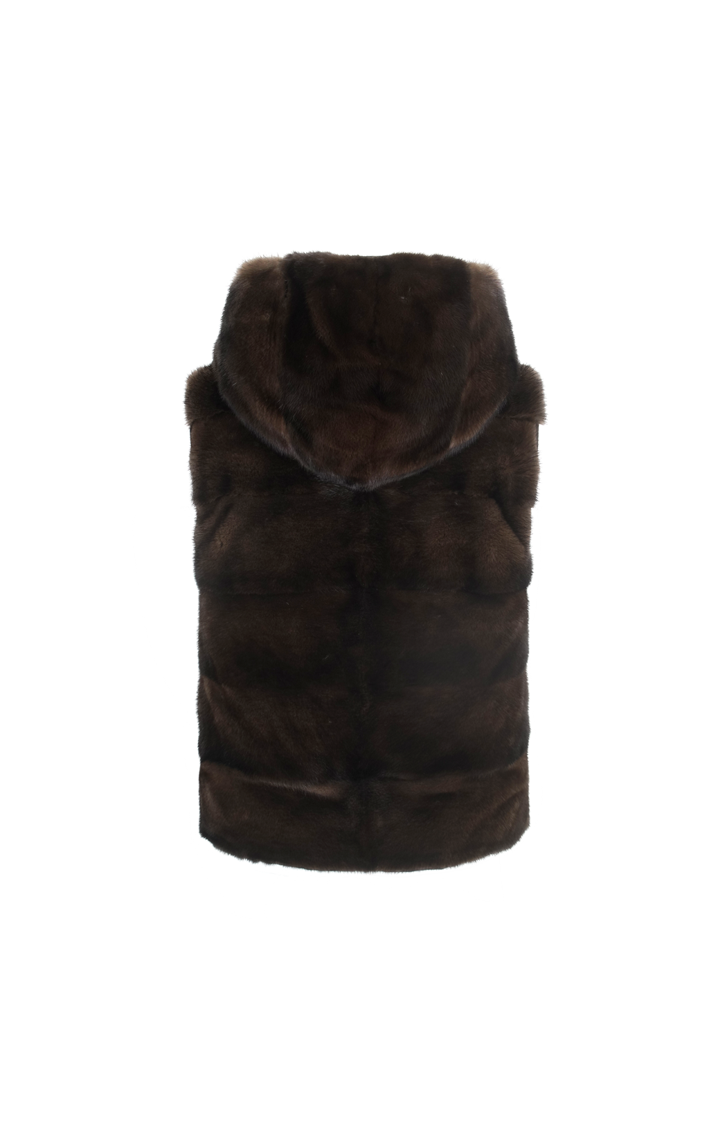 Reversible Flannel and Mink Fur Sleeveless Gilet in Brown