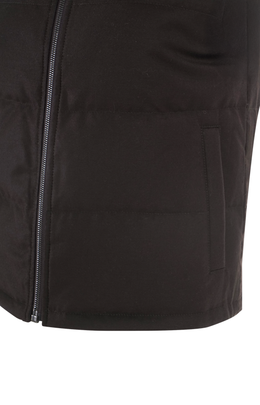 Reversible Flannel and Mink Fur Sleeveless Gilet in Brown