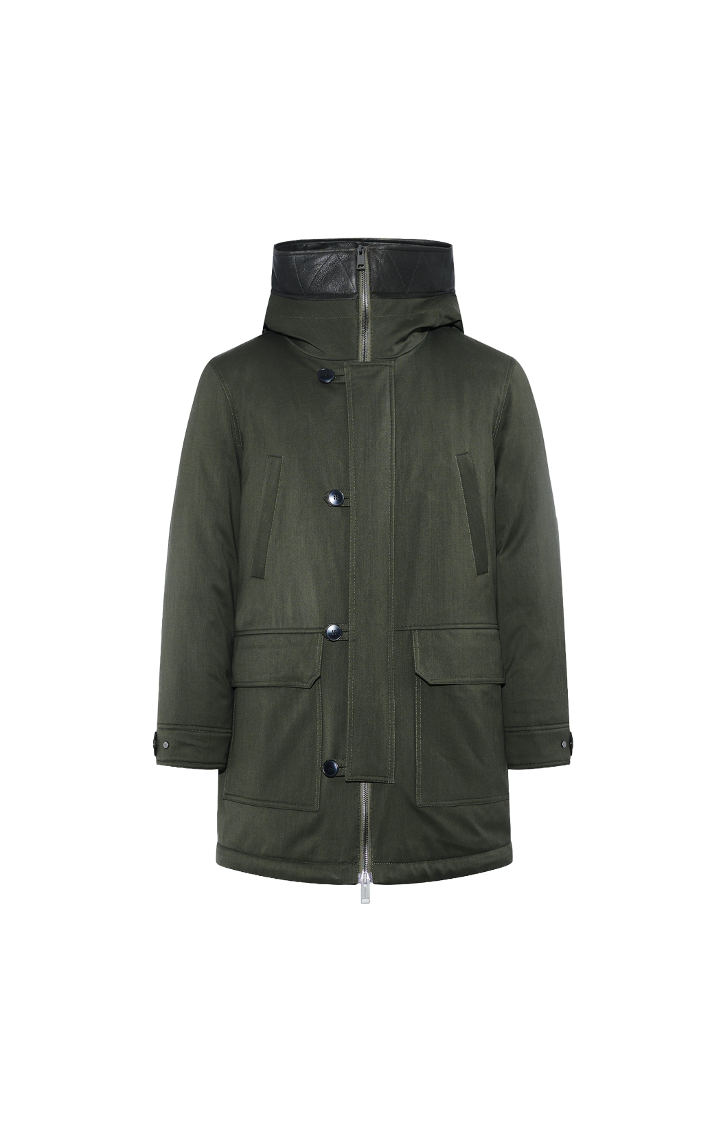Waterproof Long Parka with Shearling in Dark Khaki