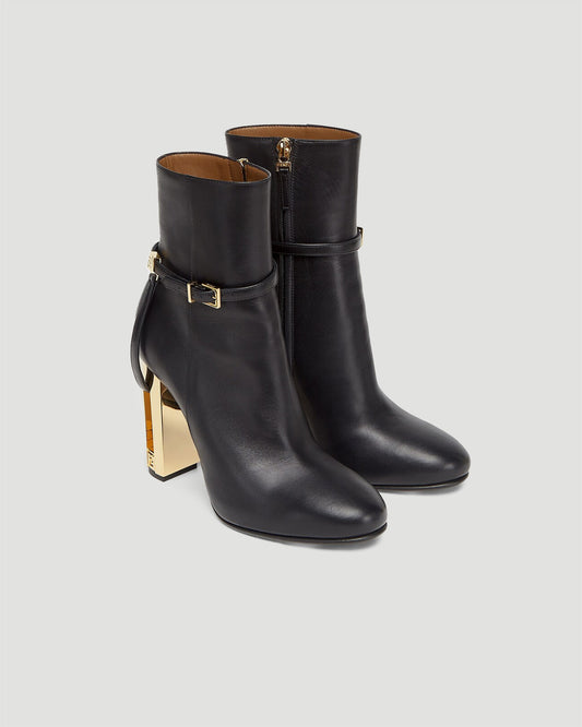 Delfina leather high-heeled ankle boots