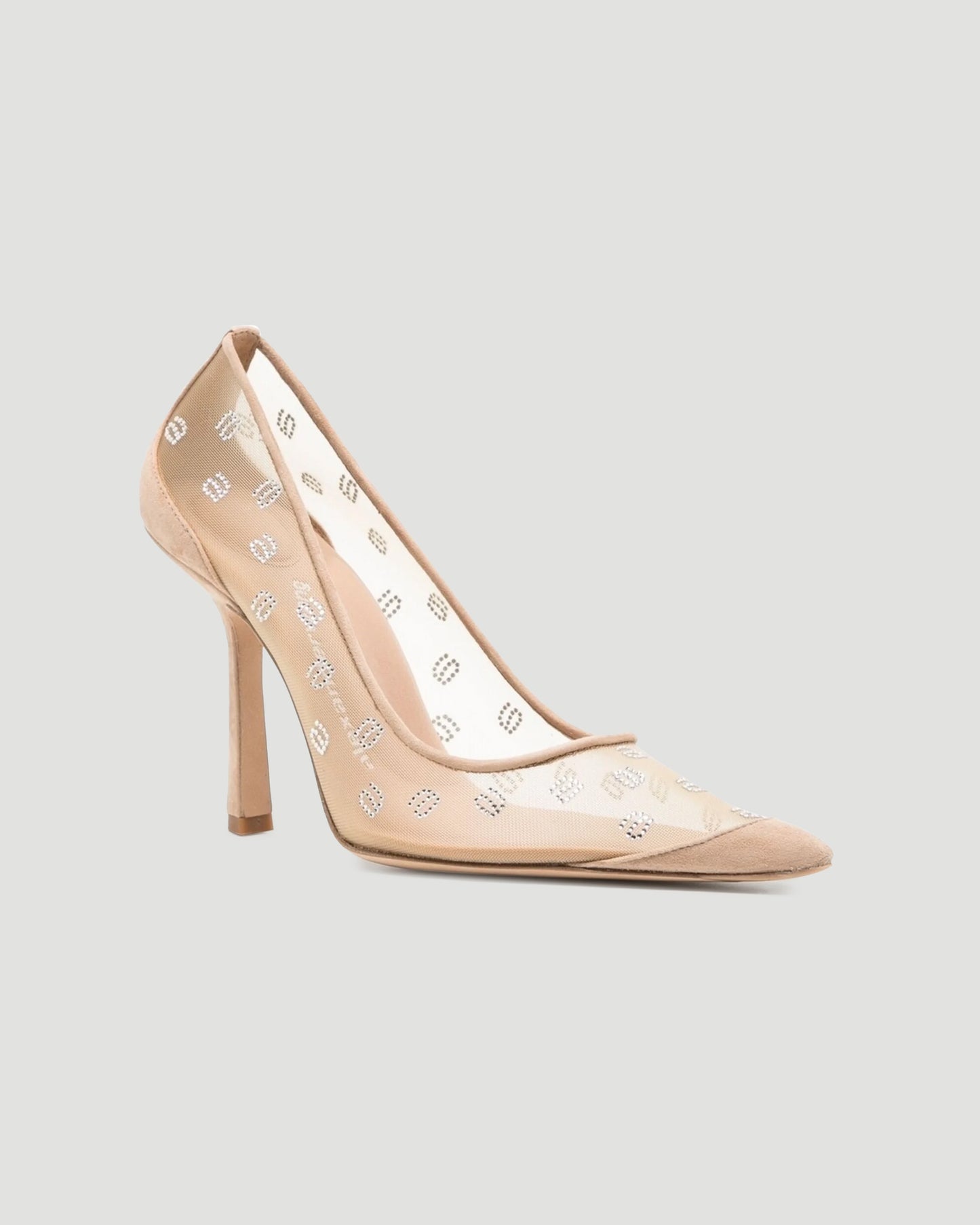 Delphine crystal-embellished mesh pumps