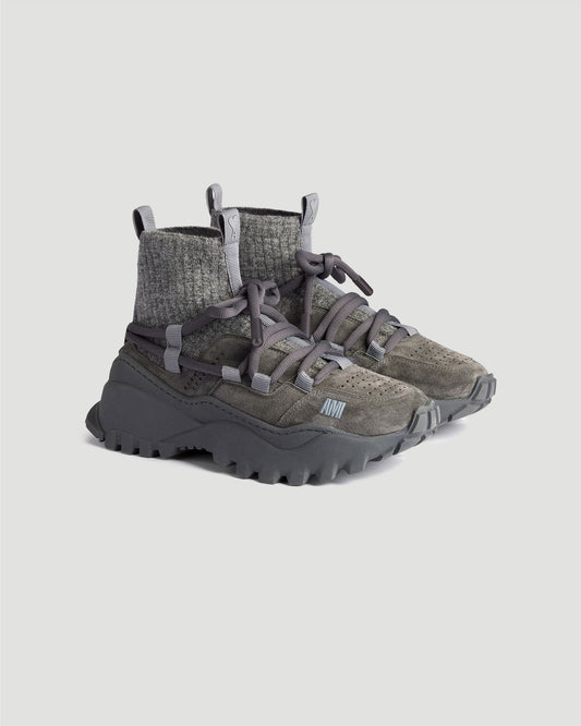 Mid-Top Otto Sneakers in suede leather and knitted mohair