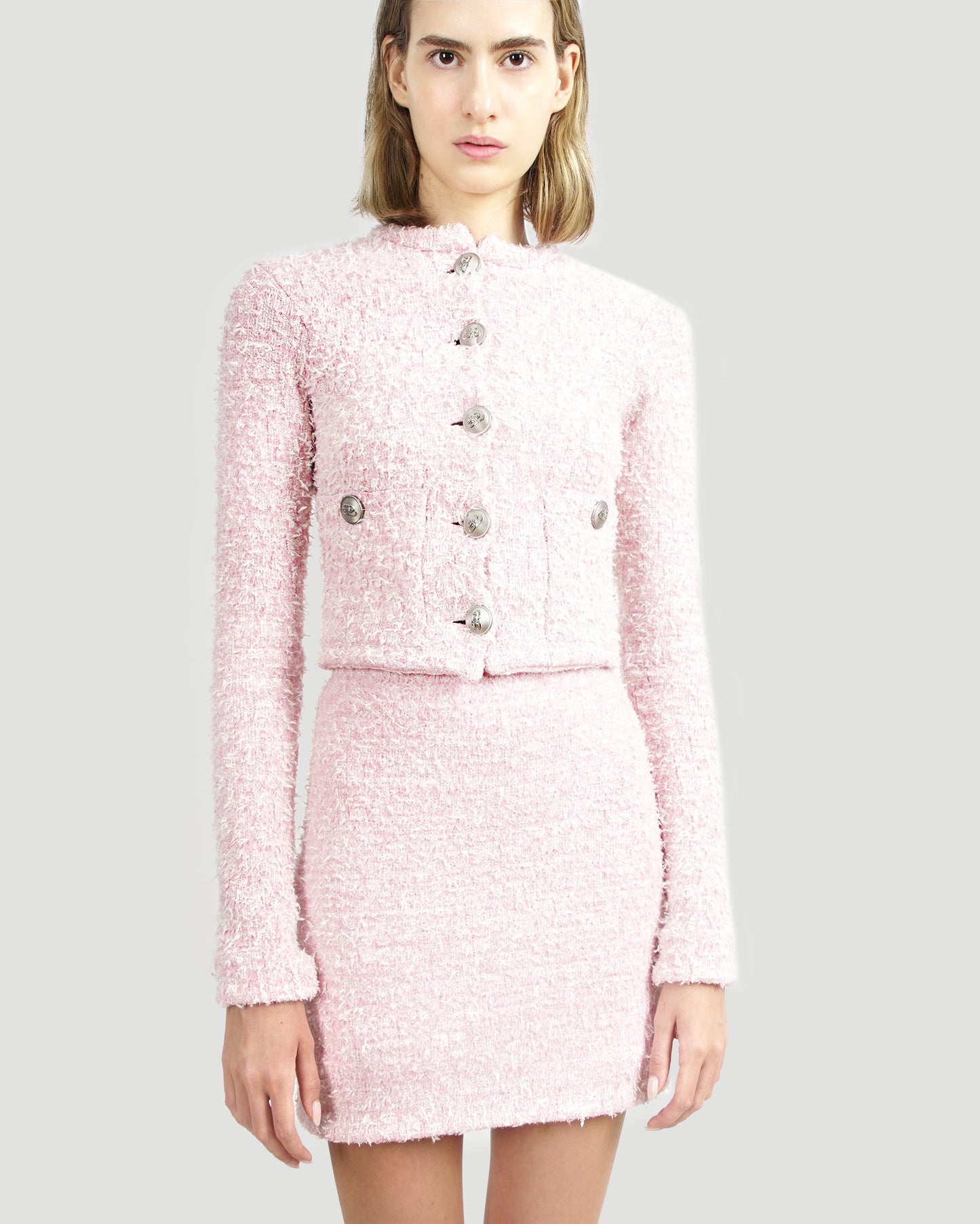 TWEED CARDIGAN IN PINK