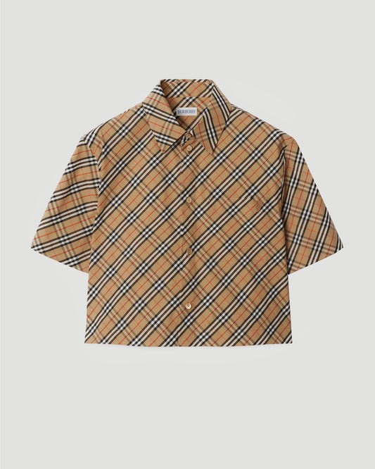 Cropped Check Cotton Shirt