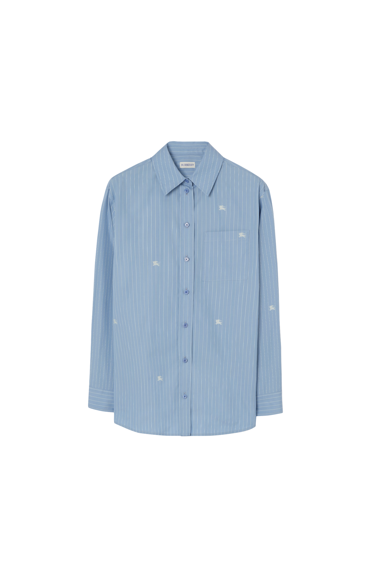 Burberry Equestrian Knight Striped Shirt in Blue — front view
