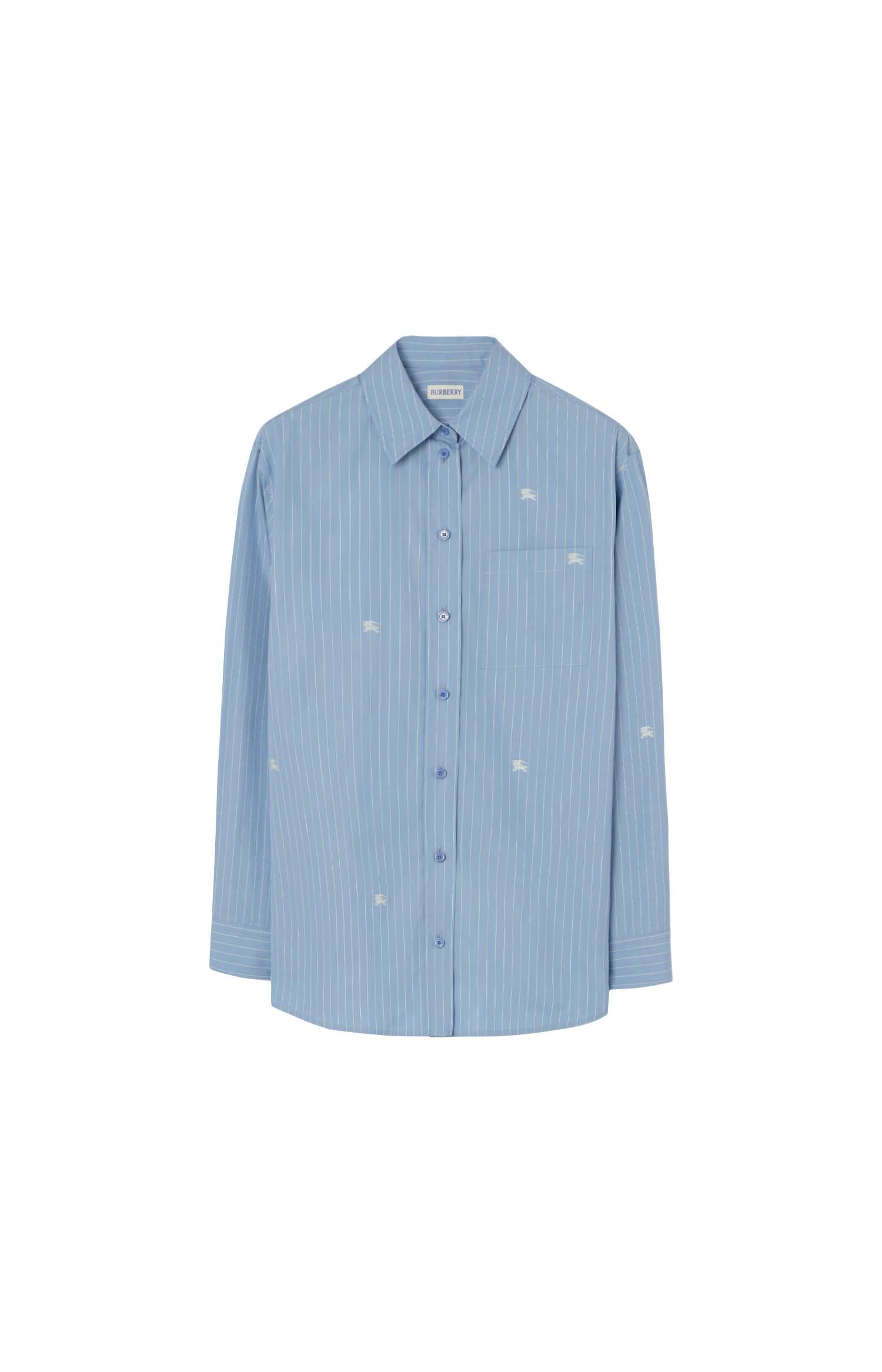 Burberry Equestrian Knight Striped Shirt in Blue — front view