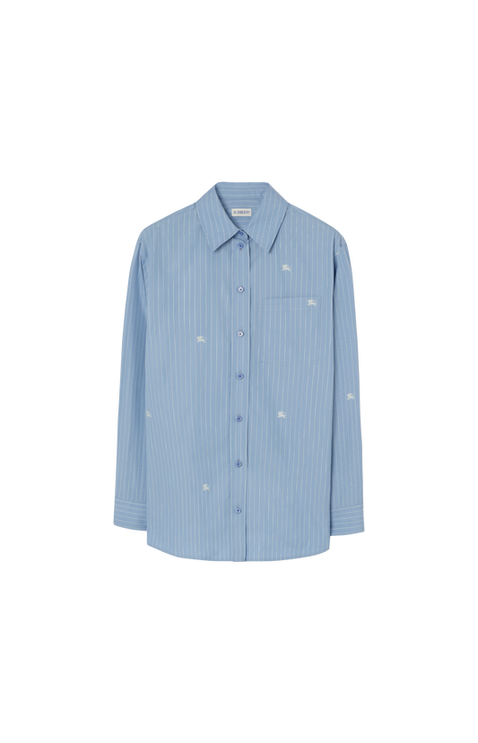 Burberry Equestrian Knight Striped Shirt in Blue — front view