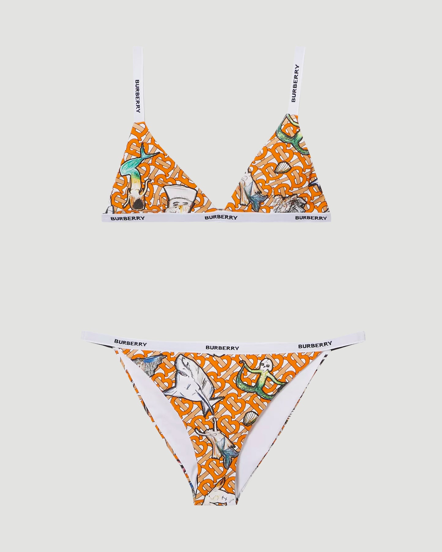 Monogram and Marine Print Triangle Bikini