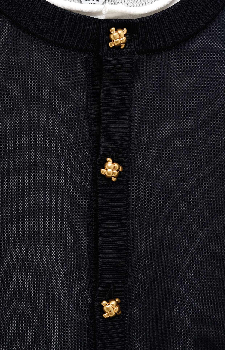 Silk Double Knit Cardigan in Midnight Blue