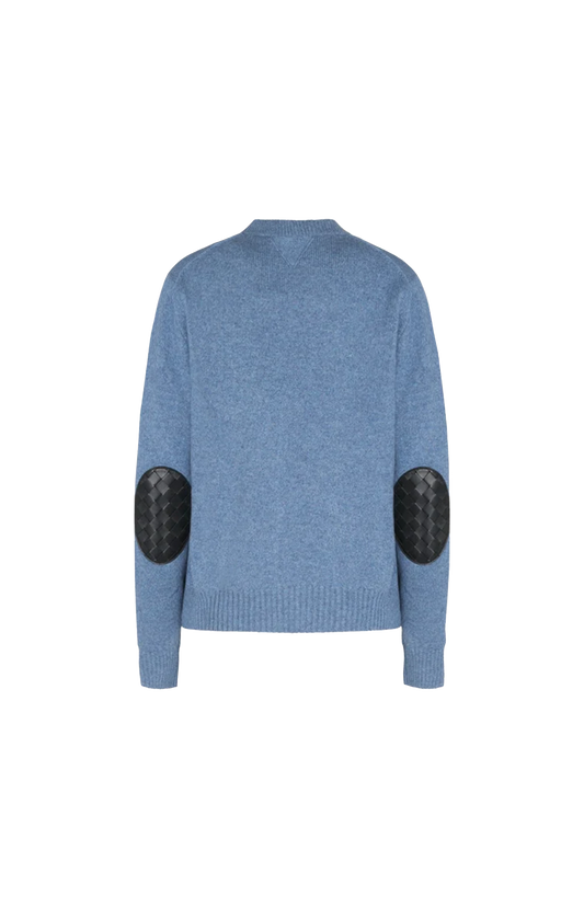Cashmere Sweater with Intrecciato Leather Elbow Patches