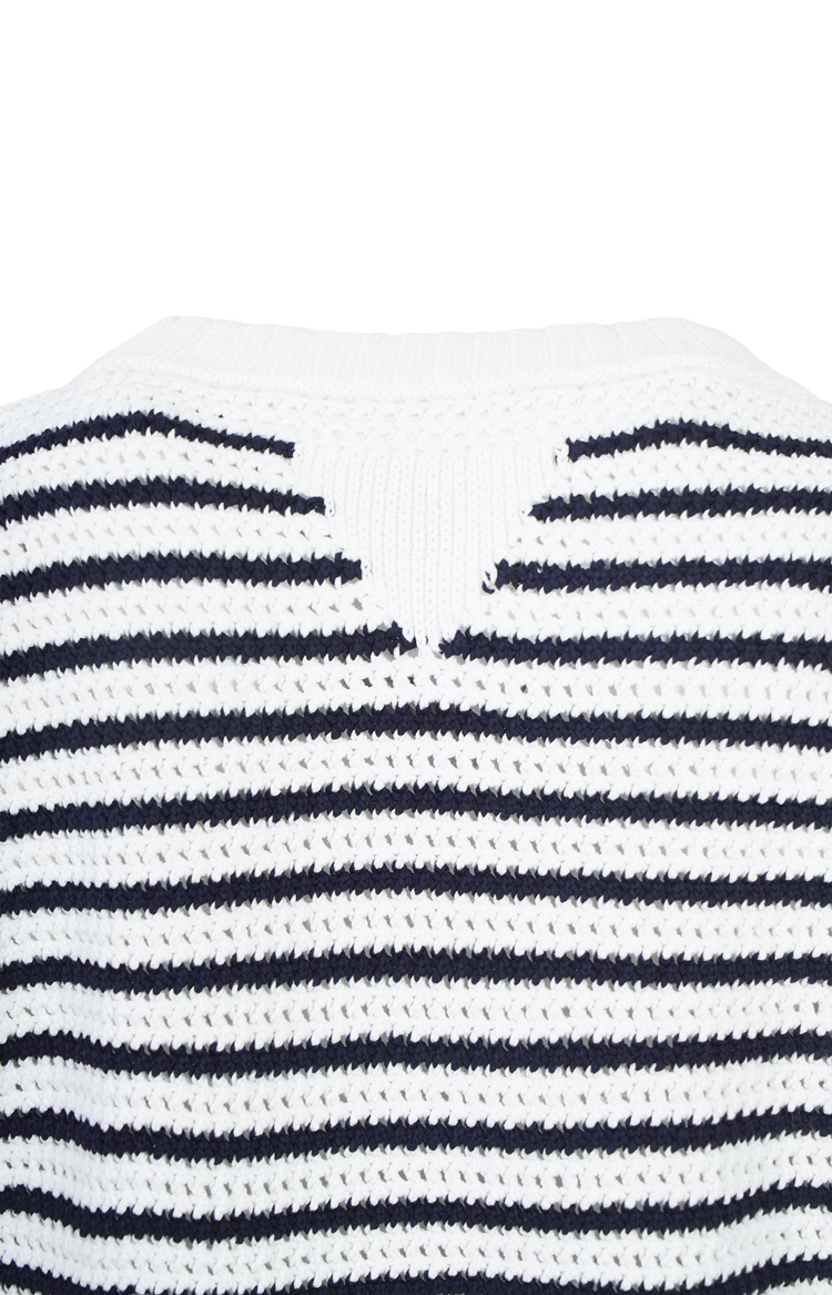 Striped Crocheted Cotton T-shirt