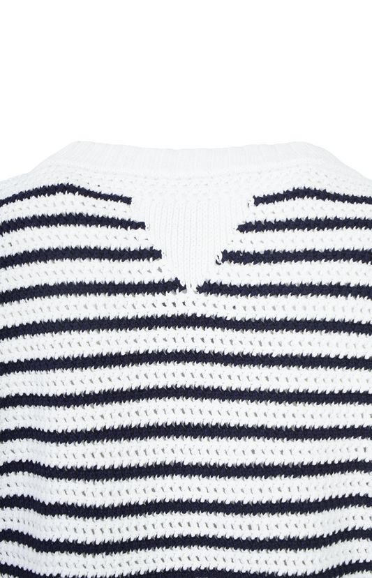 Striped Crocheted Cotton T-shirt