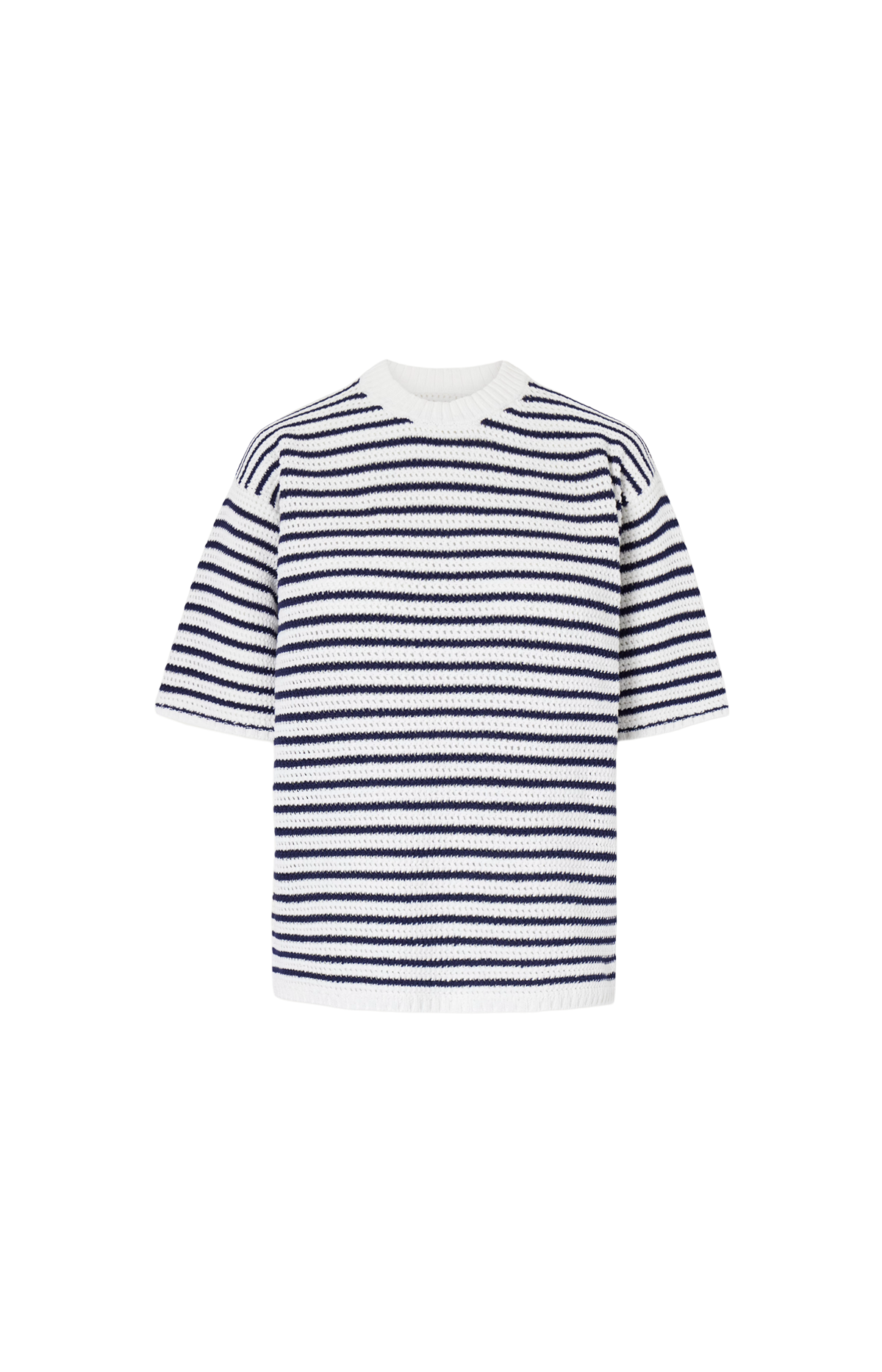 Striped Crocheted Cotton T-shirt