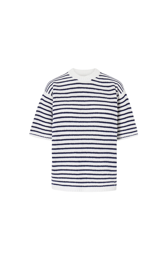 Striped Crocheted Cotton T-shirt